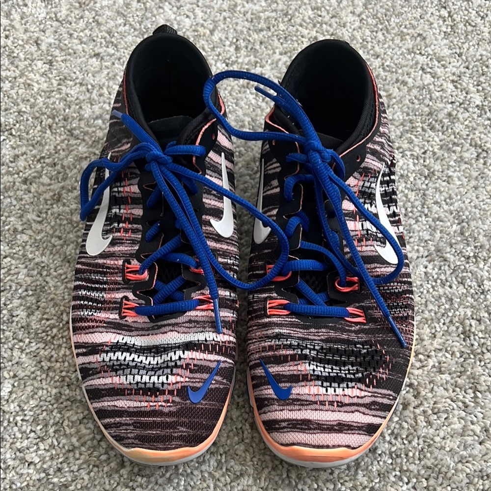 Nike Black and Blue Knit Sneakers for Sporty Style